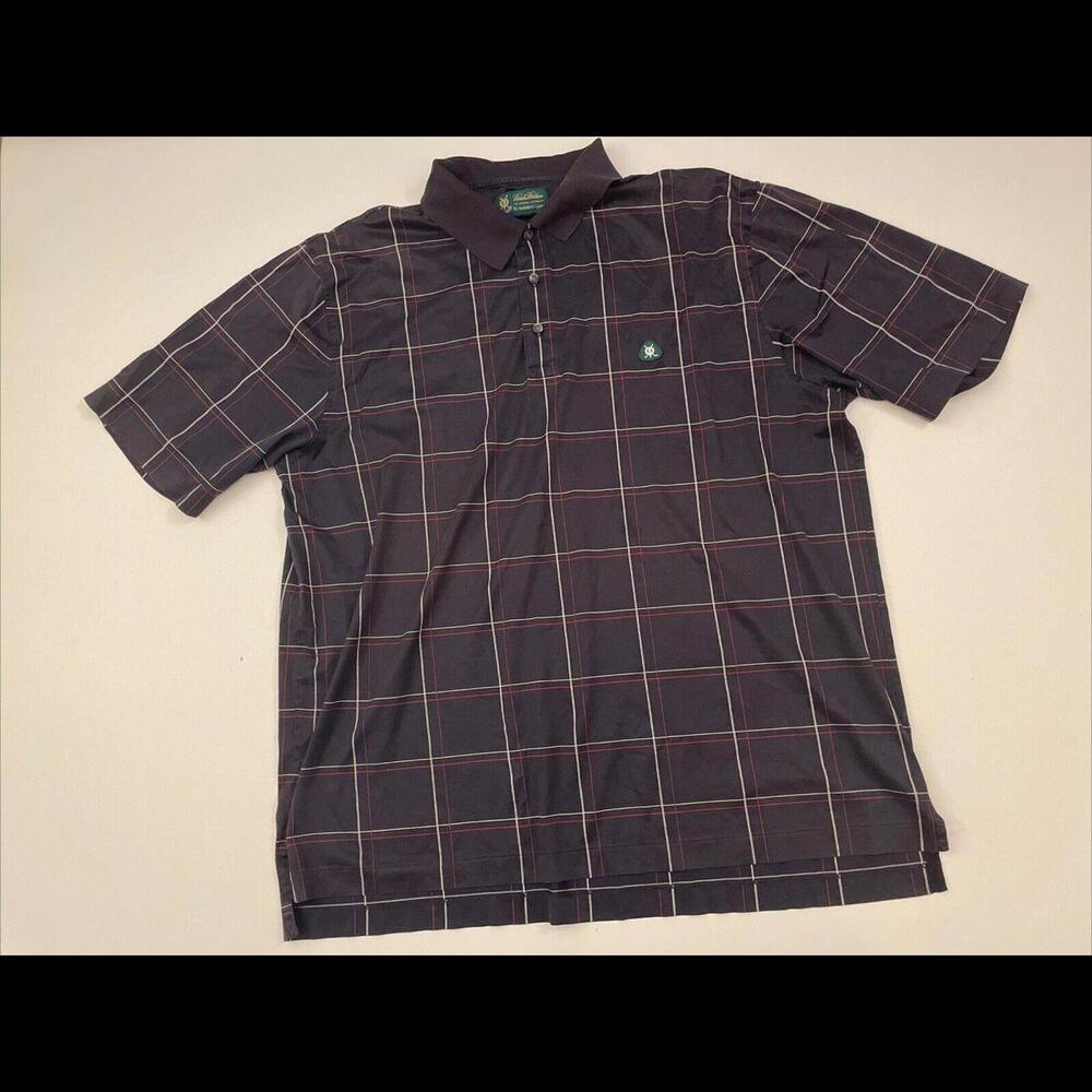 Brooks Brothers St Andrews Links Mens XL Blue Check Polo Golf Shirt